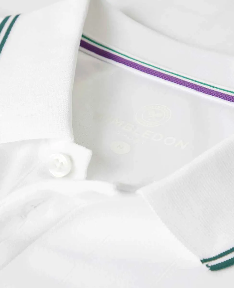 Wimbledon Sport*Mens Square Performance Polo - White