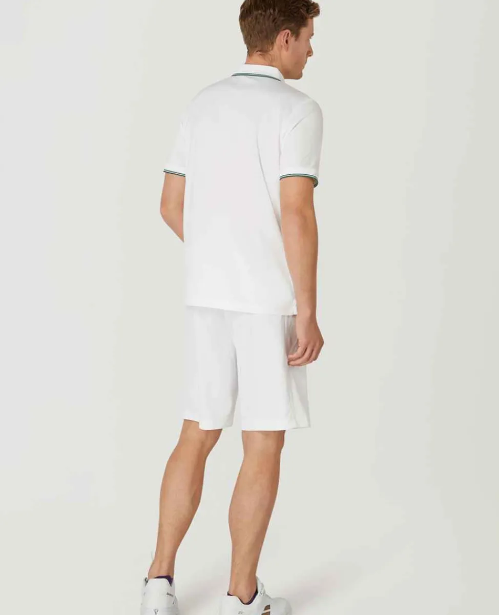Wimbledon Sport*Mens Square Performance Polo - White