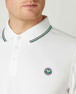 Wimbledon Sport*Mens Square Performance Polo - White