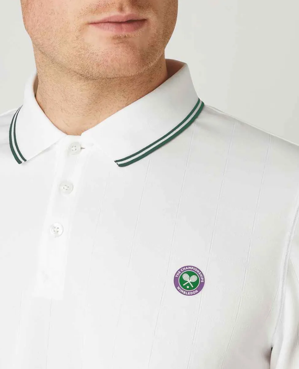 Wimbledon Sport*Mens Square Performance Polo - White