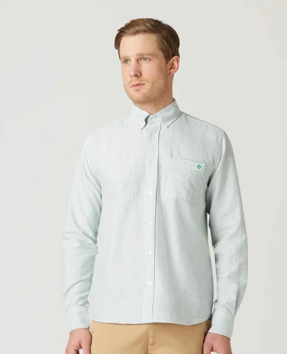 Wimbledon Tops & T-Shirts*Mens Stripe Shirt - Green