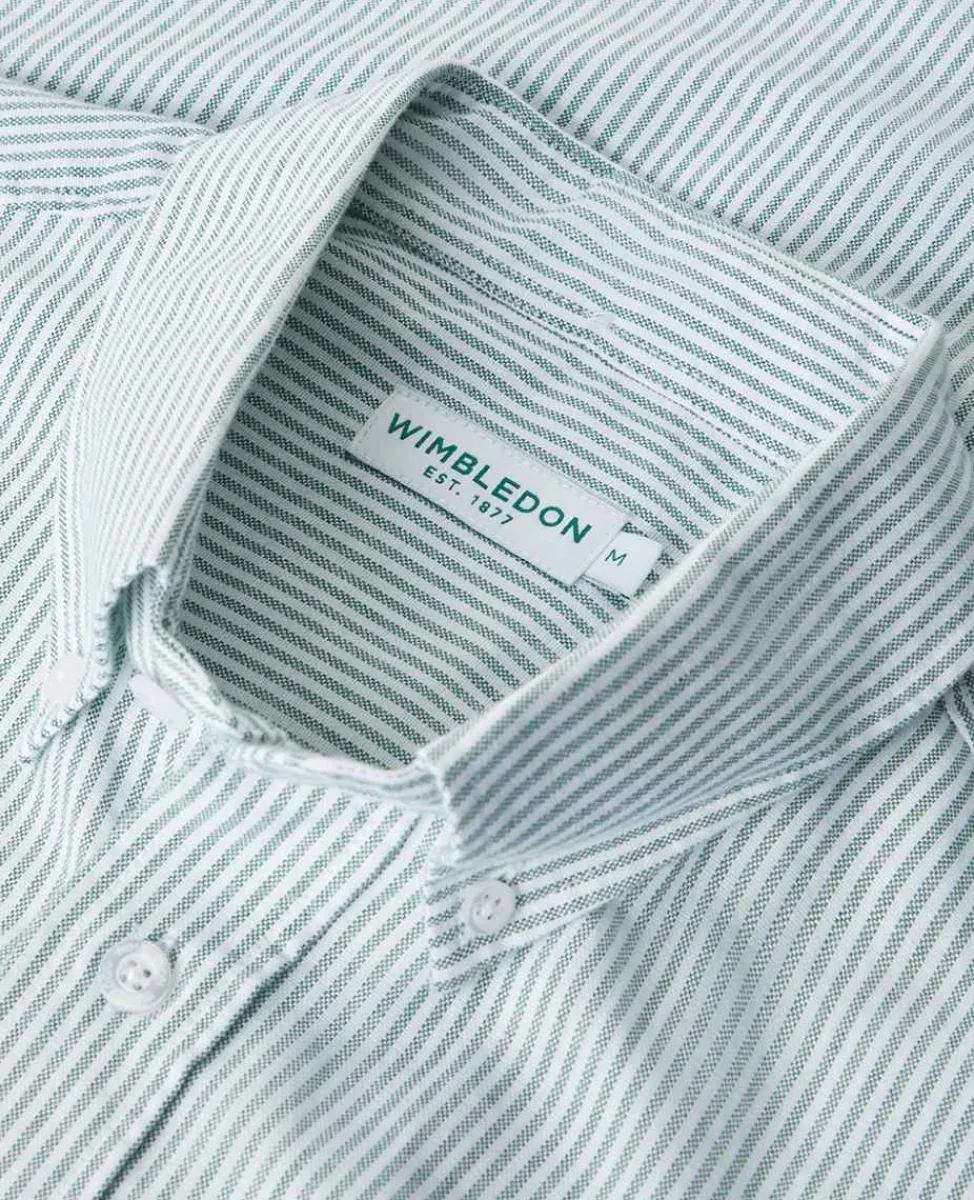 Wimbledon Tops & T-Shirts*Mens Stripe Shirt - Green