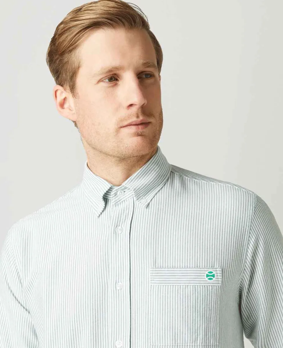 Wimbledon Tops & T-Shirts*Mens Stripe Shirt - Green