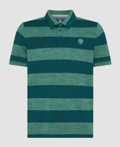Wimbledon Sport*Mens Striped Polo Green & Lime