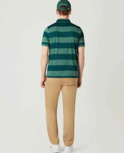 Wimbledon Sport*Mens Striped Polo Green & Lime