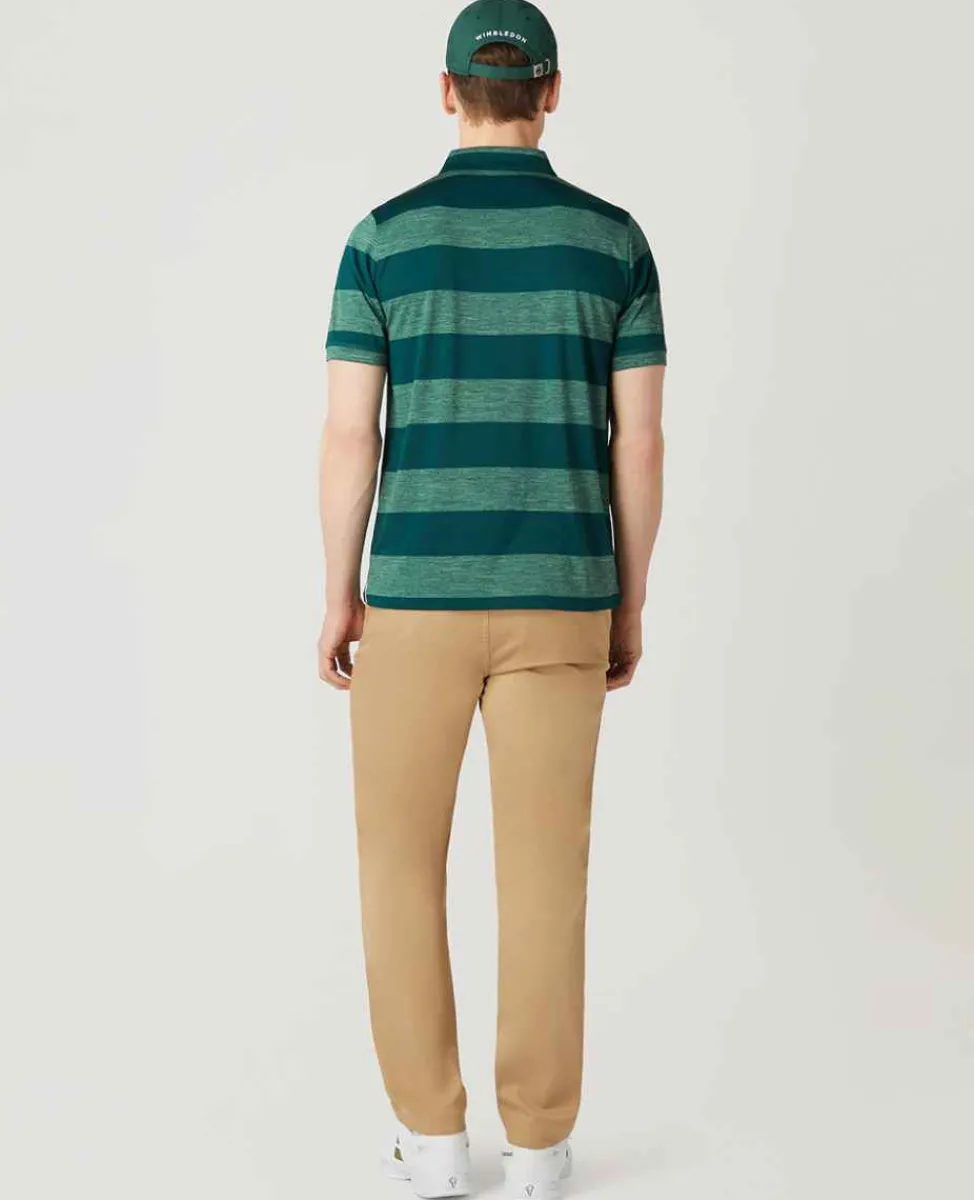 Wimbledon Sport*Mens Striped Polo Green & Lime