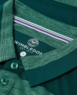Wimbledon Sport*Mens Striped Polo Green & Lime