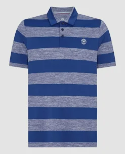 Wimbledon Sport*Mens Striped Polo Navy & White