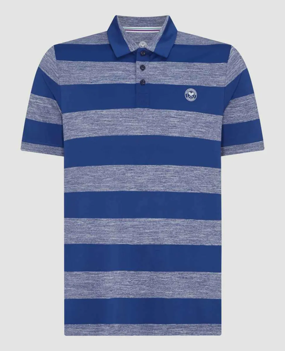 Wimbledon Sport*Mens Striped Polo Navy & White