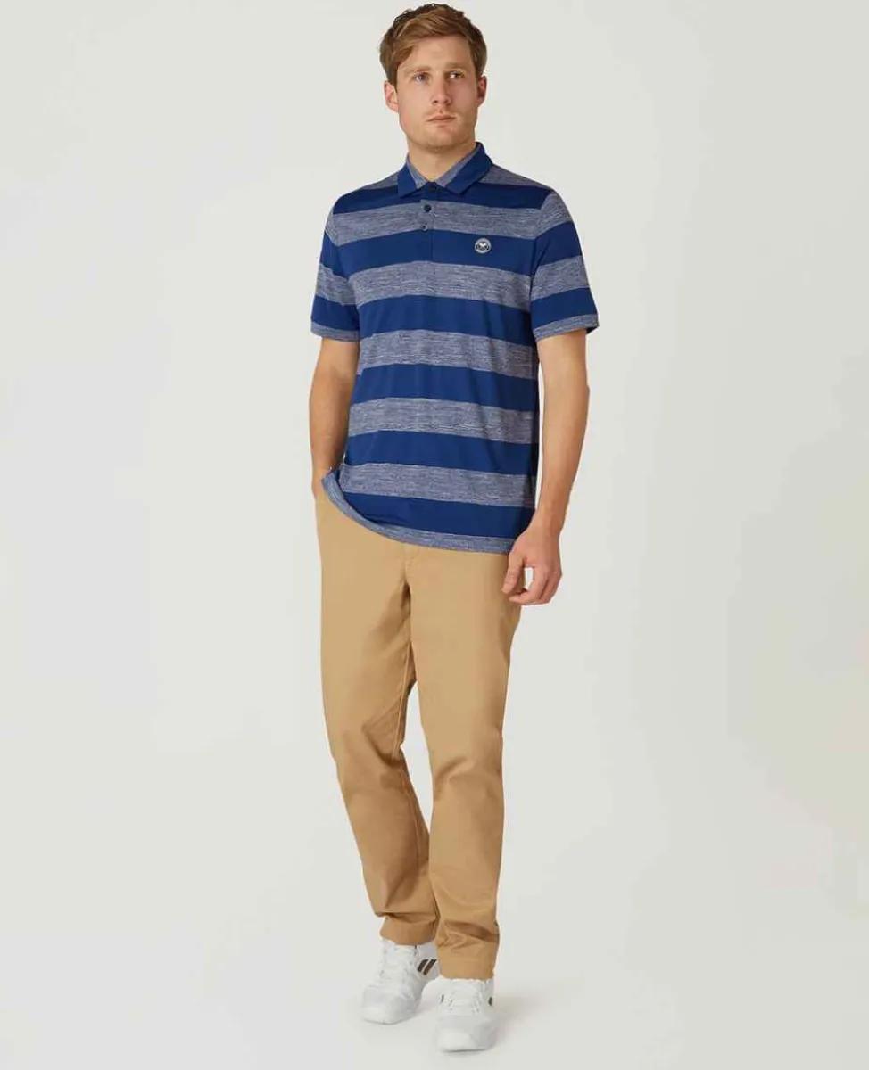 Wimbledon Sport*Mens Striped Polo Navy & White