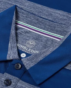 Wimbledon Sport*Mens Striped Polo Navy & White