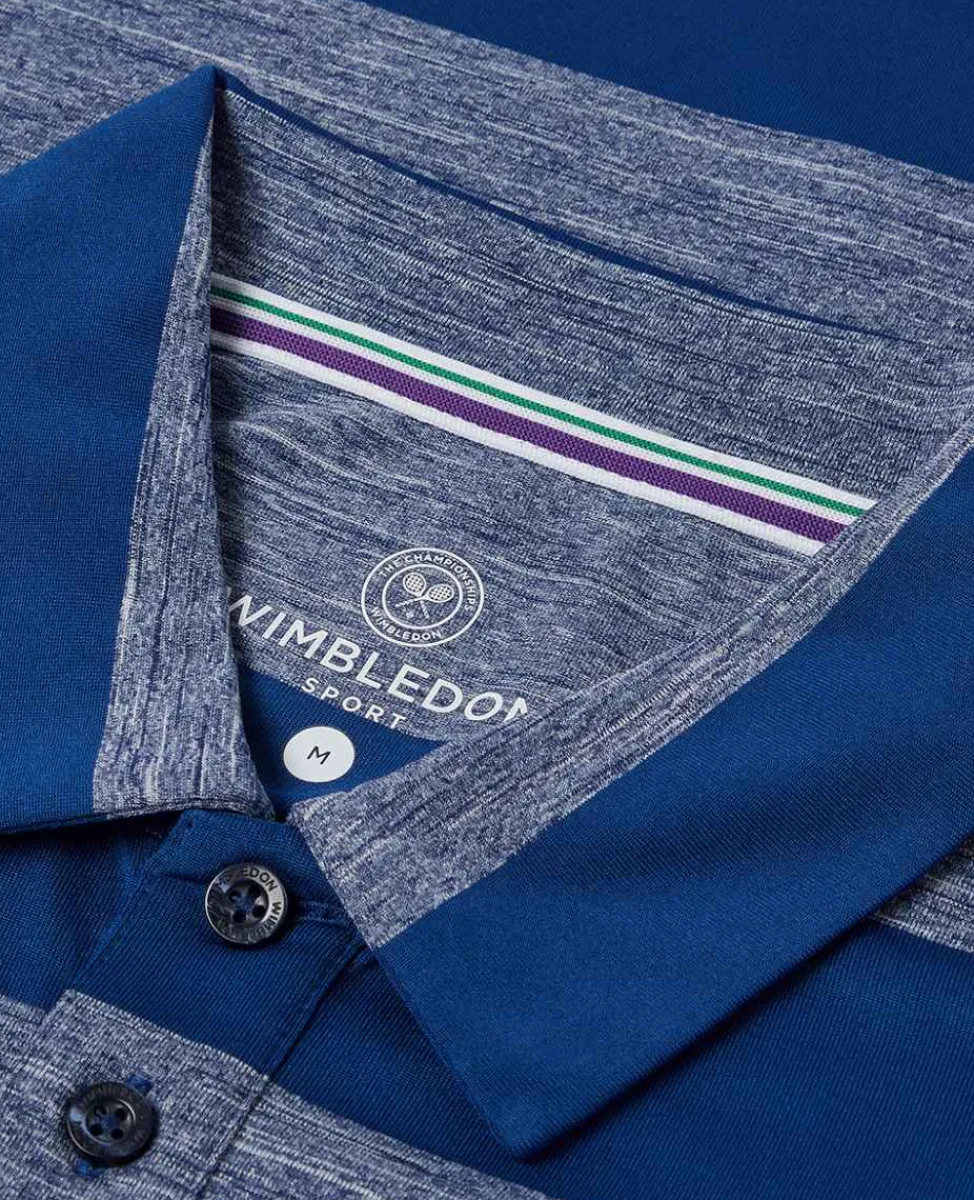 Wimbledon Sport*Mens Striped Polo Navy & White