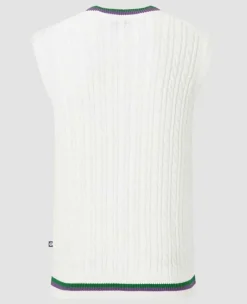 Wimbledon Sweatshirts*Men's Tank Cable Knit - White