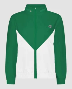 Wimbledon Sport*Mens Windbreaker Jacket - Green & White
