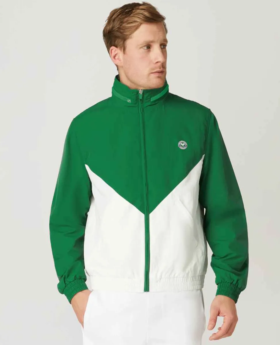 Wimbledon Sport*Mens Windbreaker Jacket - Green & White