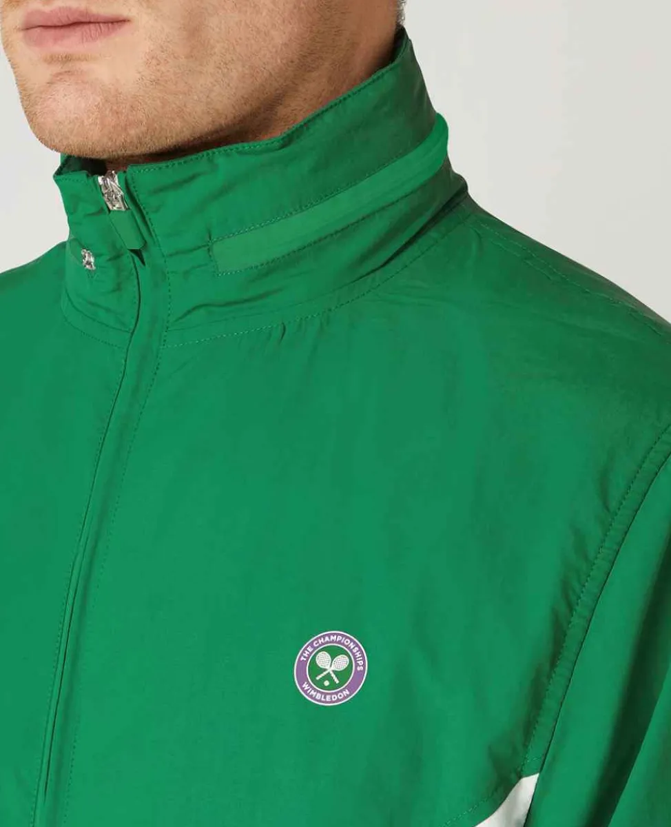 Wimbledon Sport*Mens Windbreaker Jacket - Green & White