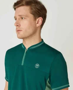 Wimbledon Sport*Mens Zip Neck Polo - Green
