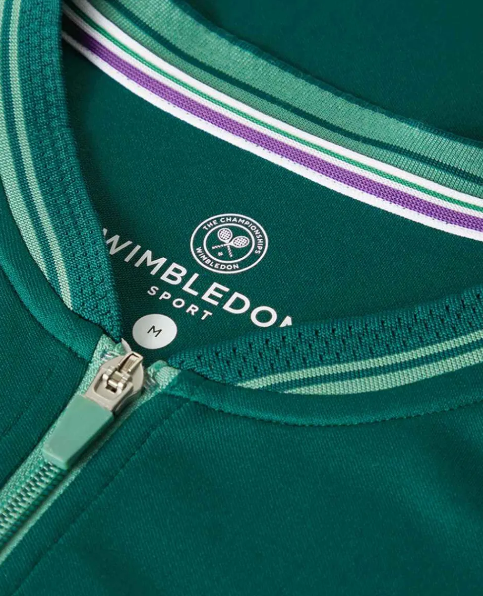 Wimbledon Sport*Mens Zip Neck Polo - Green