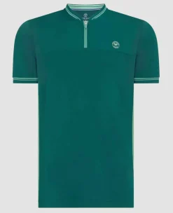 Wimbledon Sport*Mens Zip Neck Polo - Green
