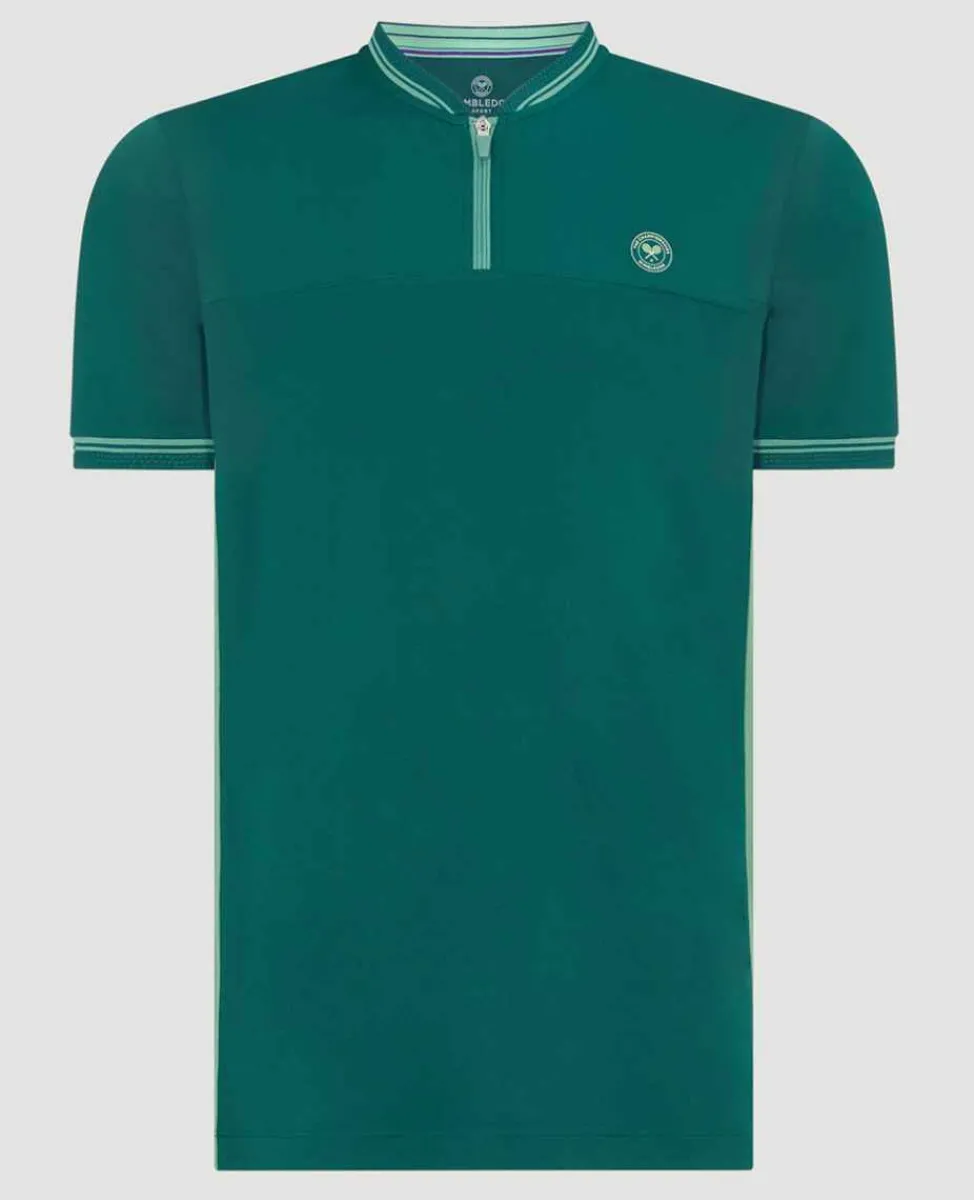 Wimbledon Sport*Mens Zip Neck Polo - Green