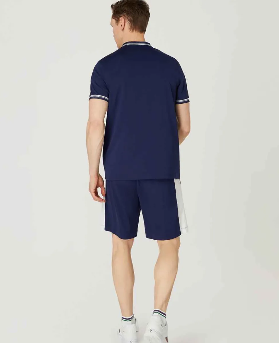 Wimbledon Polo Shirts*Mens Zip Neck Polo Navy & White