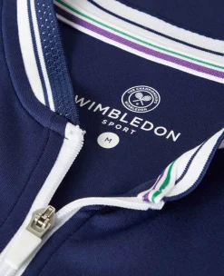 Wimbledon Polo Shirts*Mens Zip Neck Polo Navy & White