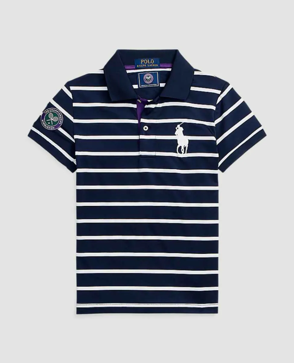 Ralph Lauren Sport*Polo Ball Girl Striped Polo Shirt - Navy