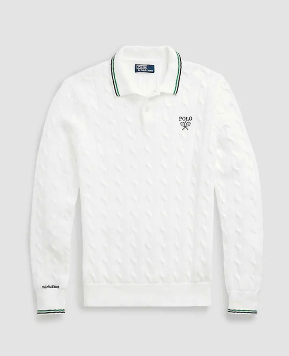 Ralph Lauren Polo Ralph Lauren*Polo Men's Cotton Polo-Collar Sweater - White