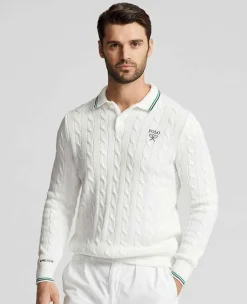 Ralph Lauren Polo Ralph Lauren*Polo Men's Cotton Polo-Collar Sweater - White