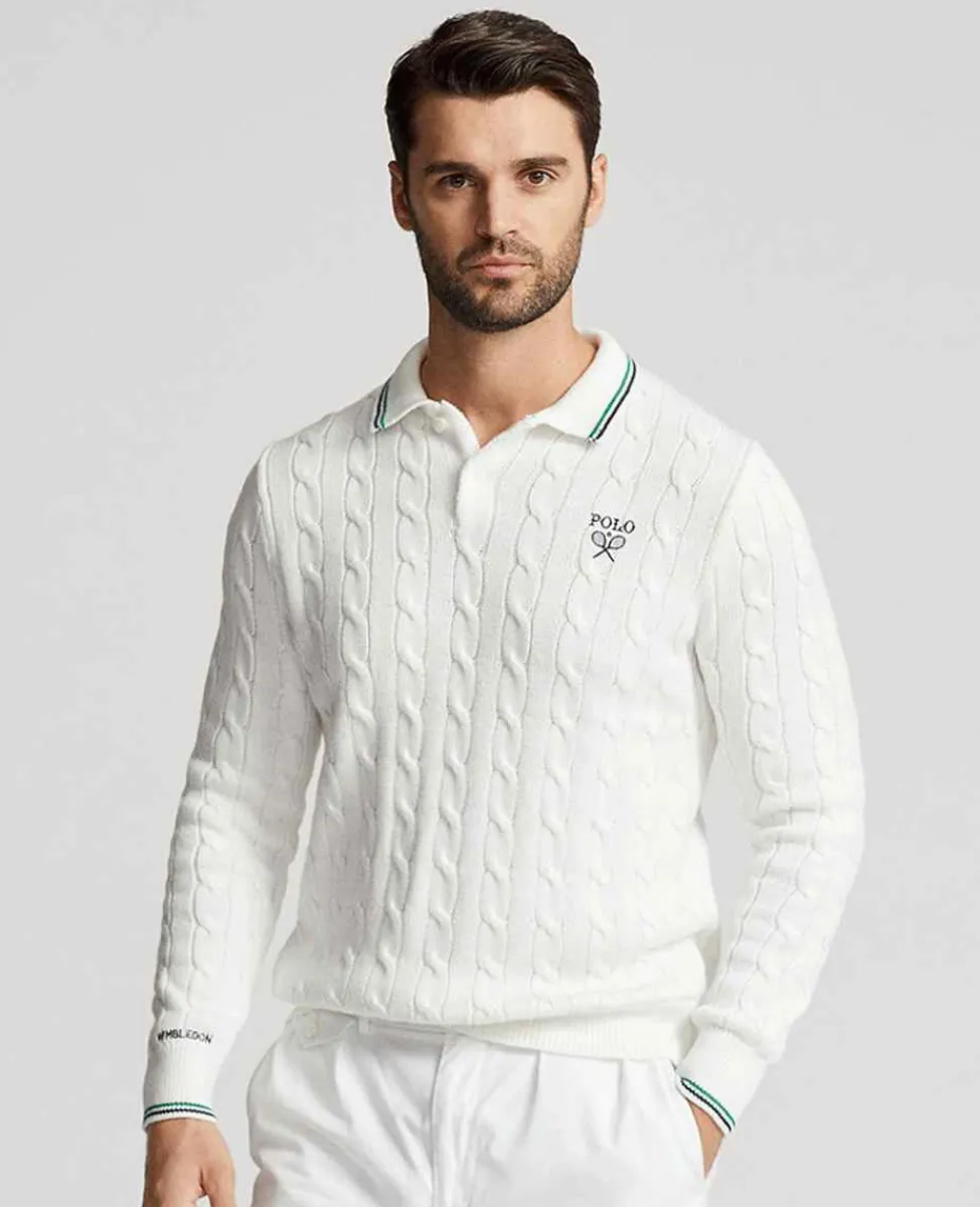 Ralph Lauren Polo Ralph Lauren*Polo Men's Cotton Polo-Collar Sweater - White