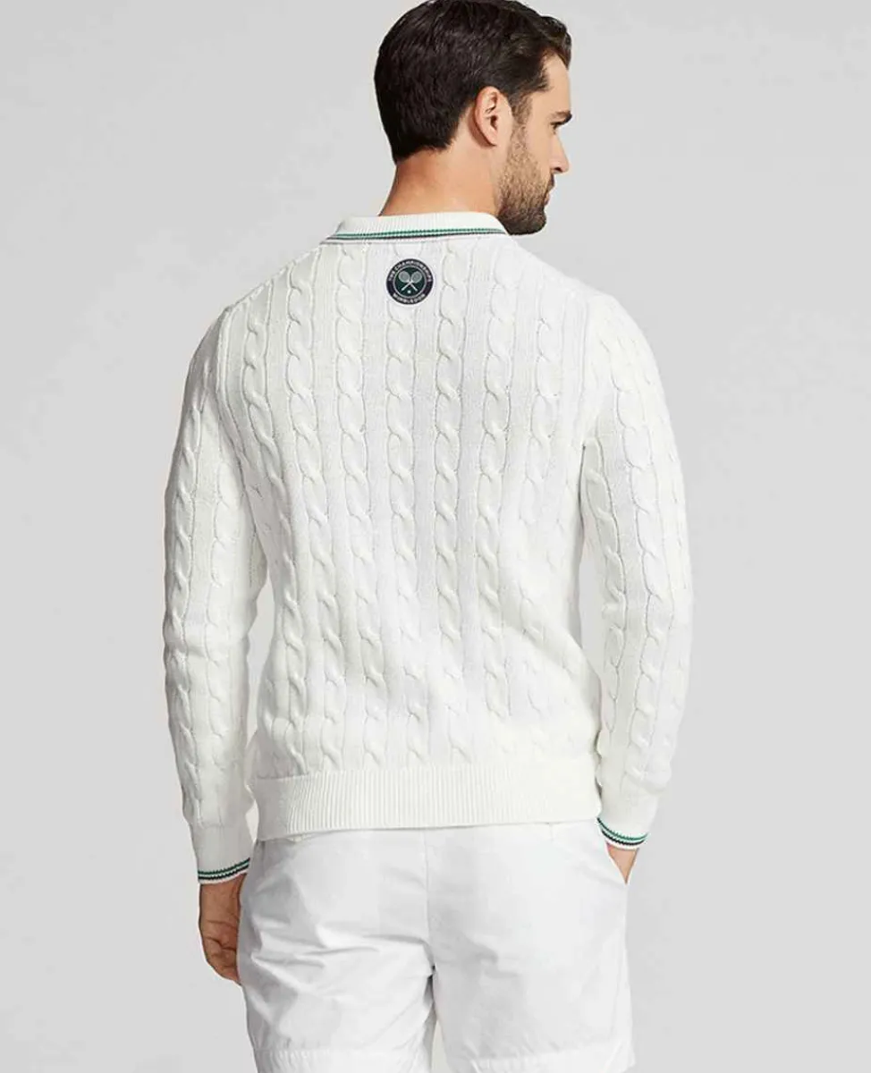 Ralph Lauren Polo Ralph Lauren*Polo Men's Cotton Polo-Collar Sweater - White