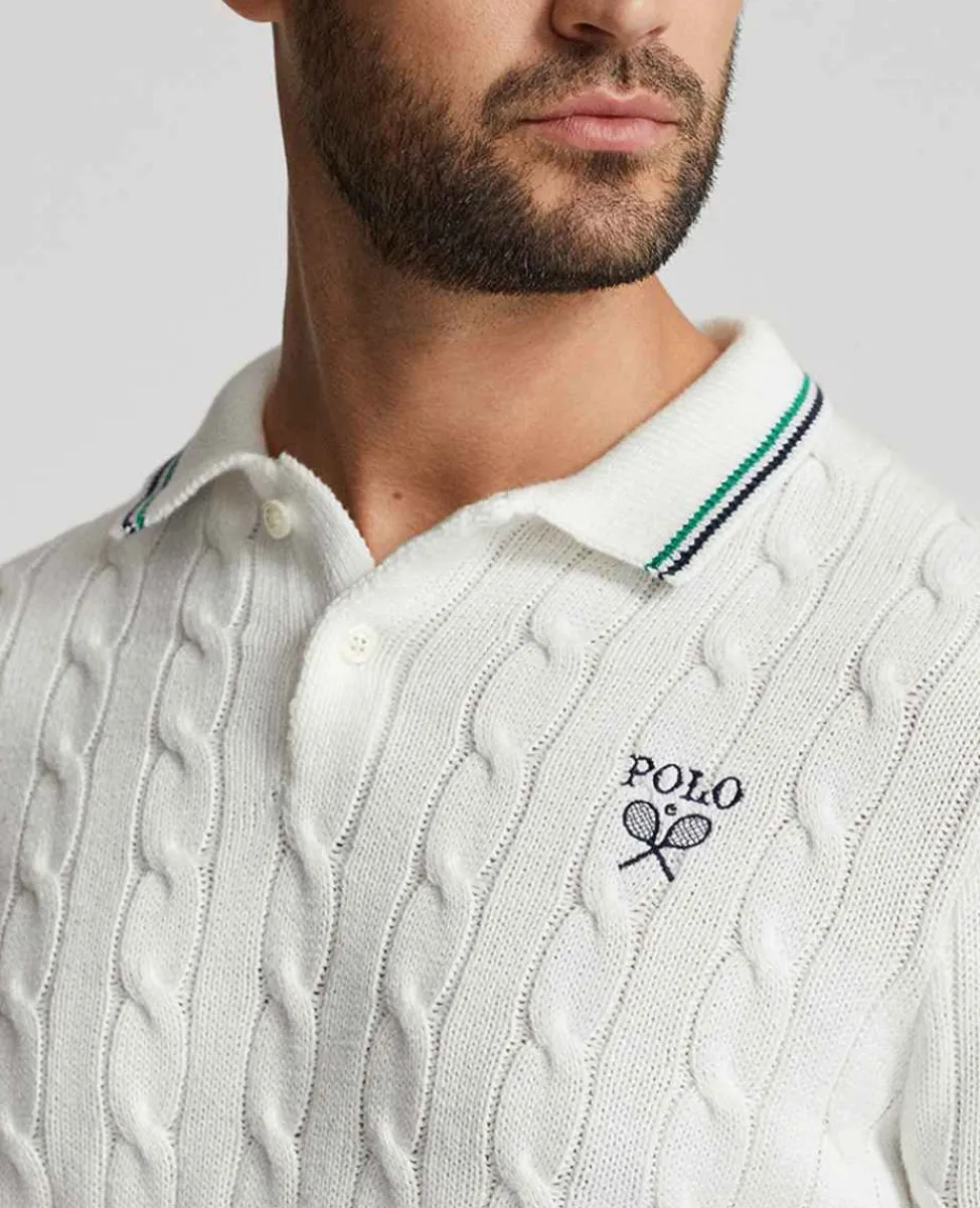 Ralph Lauren Polo Ralph Lauren*Polo Men's Cotton Polo-Collar Sweater - White