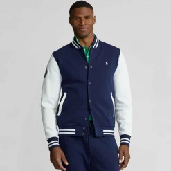 Ralph Lauren Outerwear*Polo Men's Double-Knit Baseball Jacket - Navy