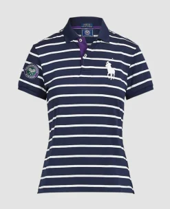 Ralph Lauren Polo Ralph Lauren*Polo Women's Ball Girl Striped Polo Shirt - Navy