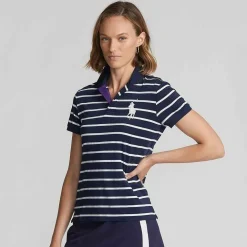 Ralph Lauren Polo Ralph Lauren*Polo Women's Ball Girl Striped Polo Shirt - Navy