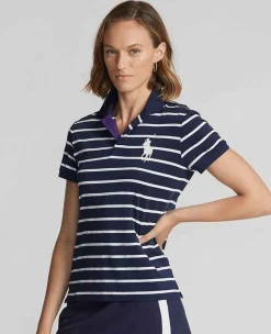 Ralph Lauren Polo Ralph Lauren*Polo Women's Ball Girl Striped Polo Shirt - Navy