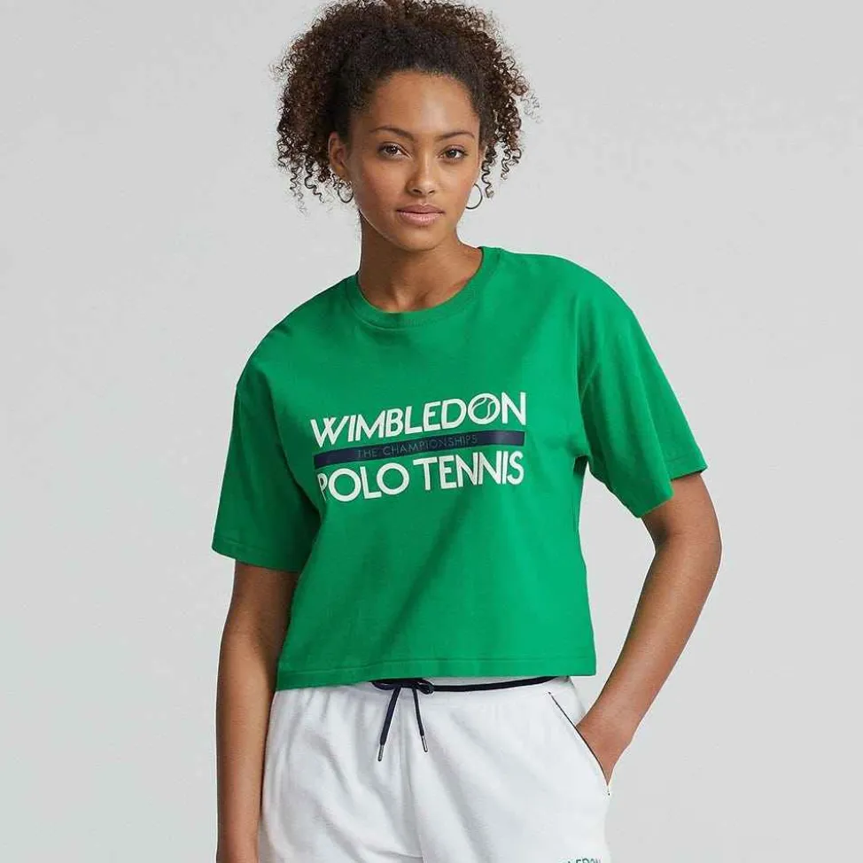 Ralph Lauren Polo Ralph Lauren*Polo Women's Cropped Graphic Jersey Tee - Green