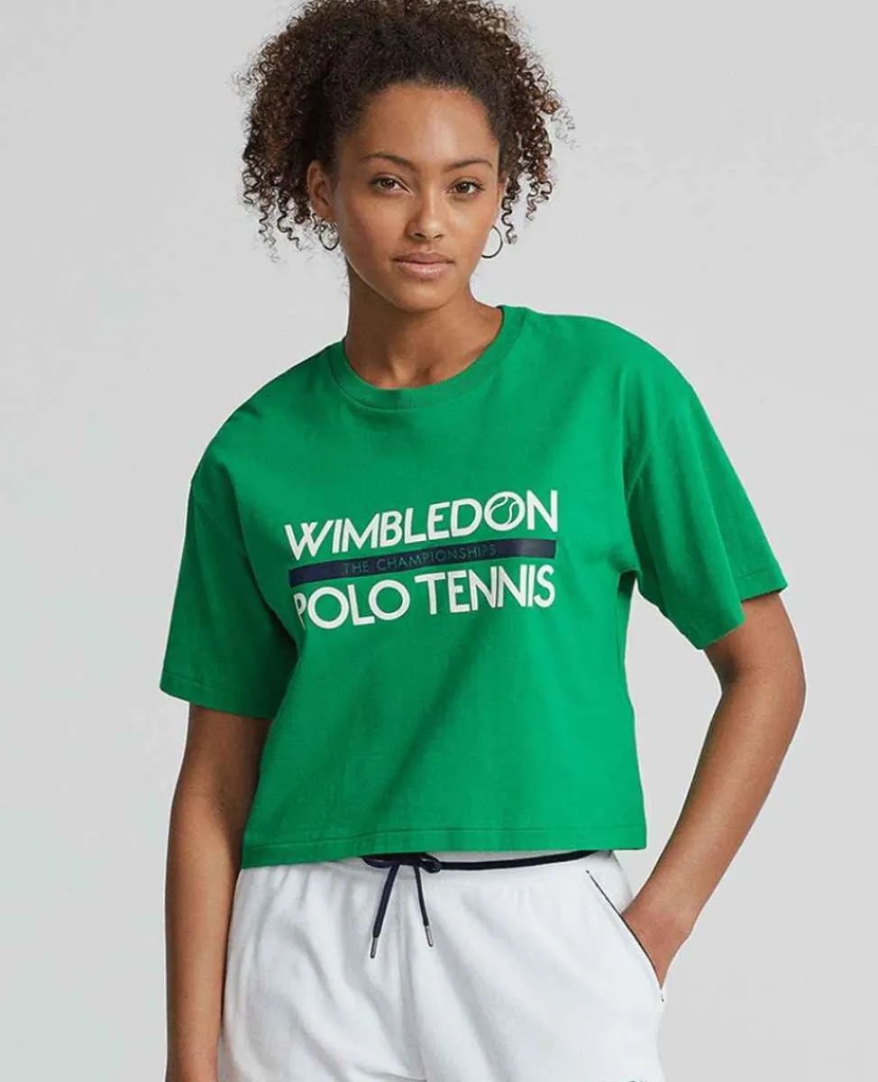 Ralph Lauren Polo Ralph Lauren*Polo Women's Cropped Graphic Jersey Tee - Green
