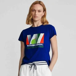 Ralph Lauren Polo Ralph Lauren*Polo Women's Graphic Cotton T-Shirt - Blue