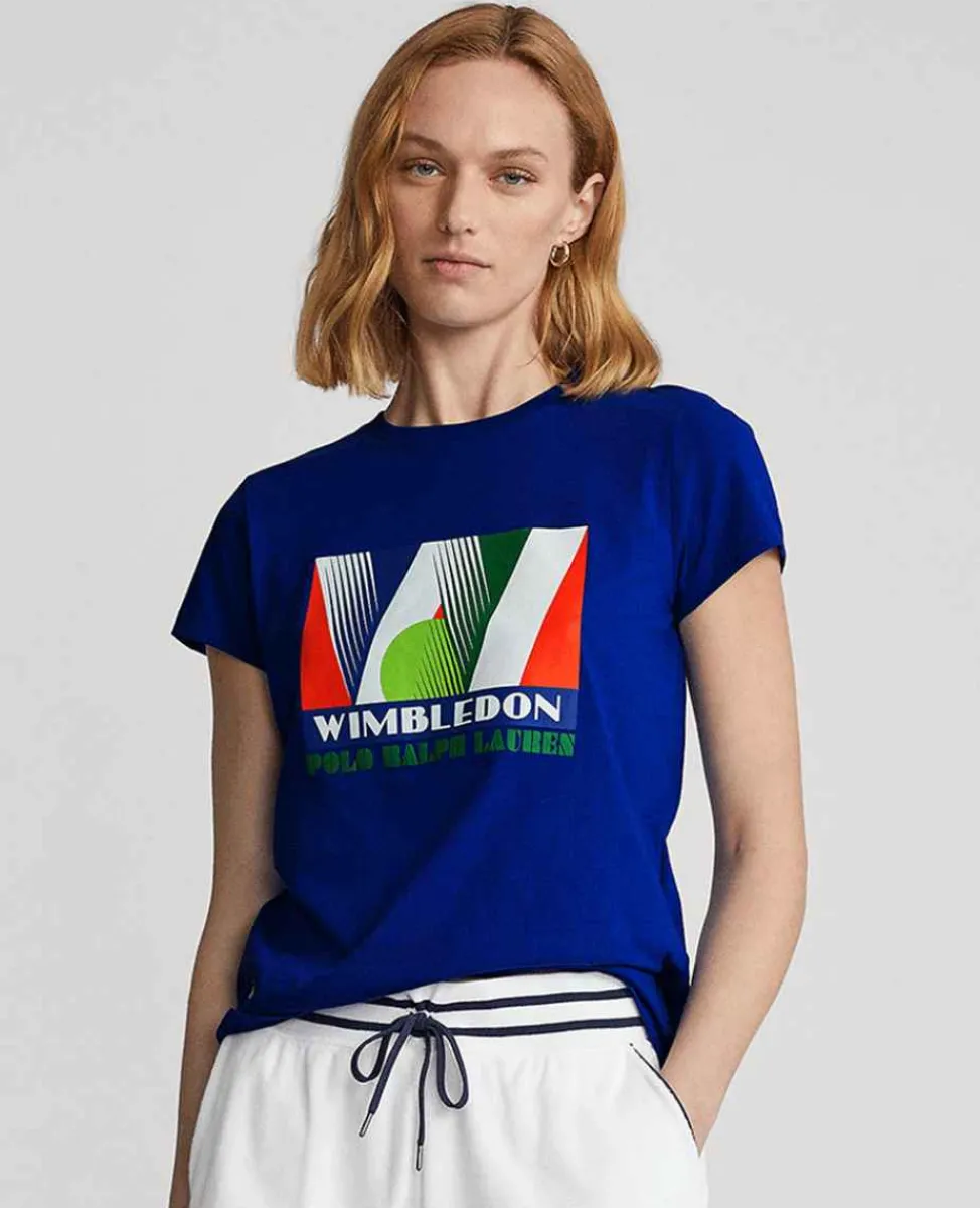 Ralph Lauren Polo Ralph Lauren*Polo Women's Graphic Cotton T-Shirt - Blue