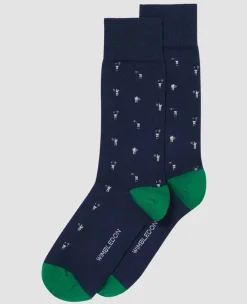 Wimbledon Socks*Socks Player - Navy & Green