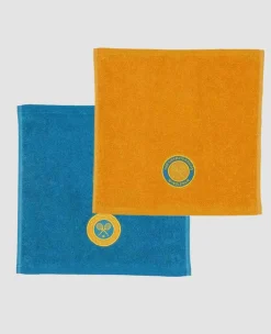 Christy Towels*Wimbledon Face Towels Turquoise & Ochre Twin Pack