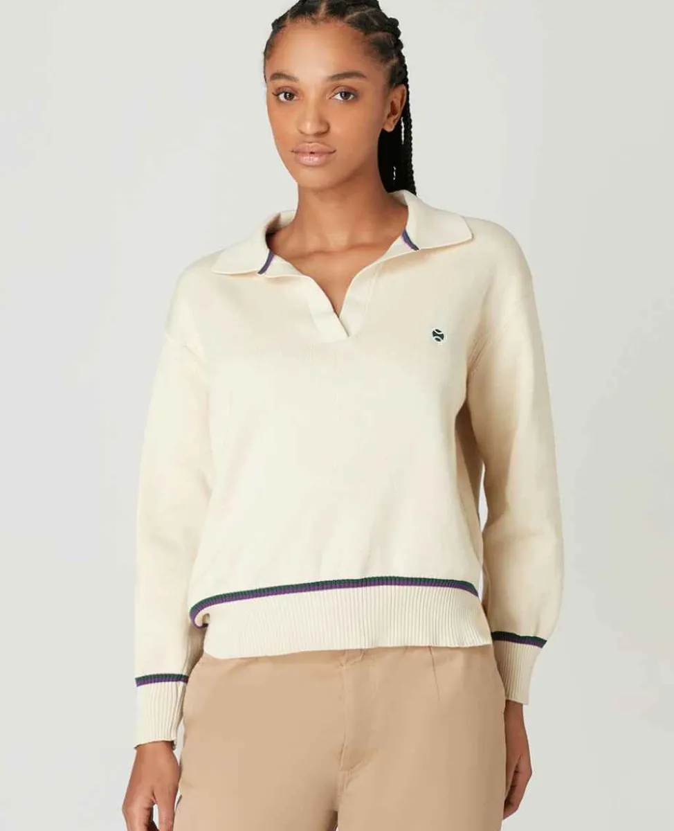 Wimbledon Sweatshirts*Womens Collared Open Neck Sweater