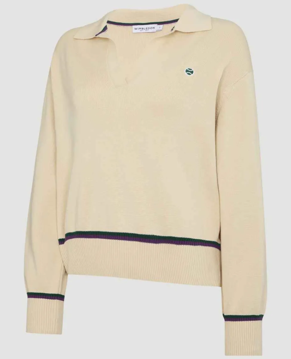 Wimbledon Sweatshirts*Womens Collared Open Neck Sweater