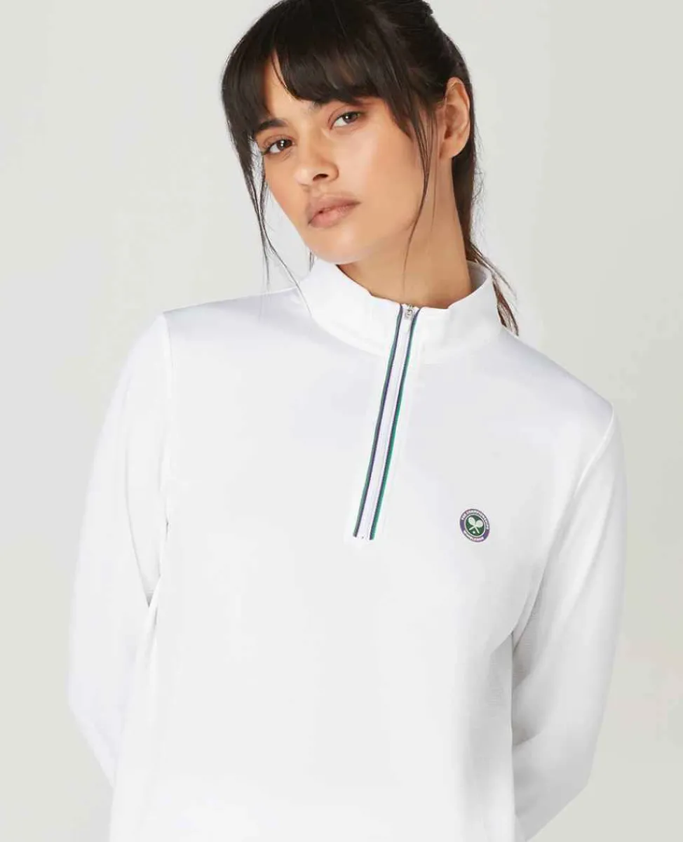 Wimbledon Sport*Womens Core Performace 1/4 Zip Training Top - White