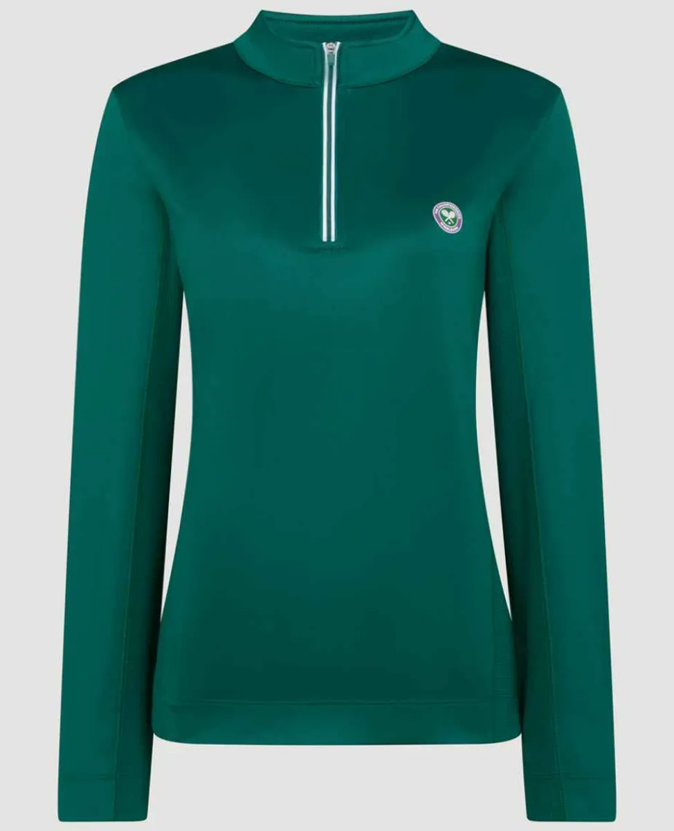 Wimbledon Sport*Womens Core Performance 1/4 Zip Training Top - Green