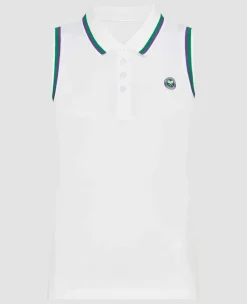 Wimbledon Sport*Womens Core Performance Sleeveless Polo - White
