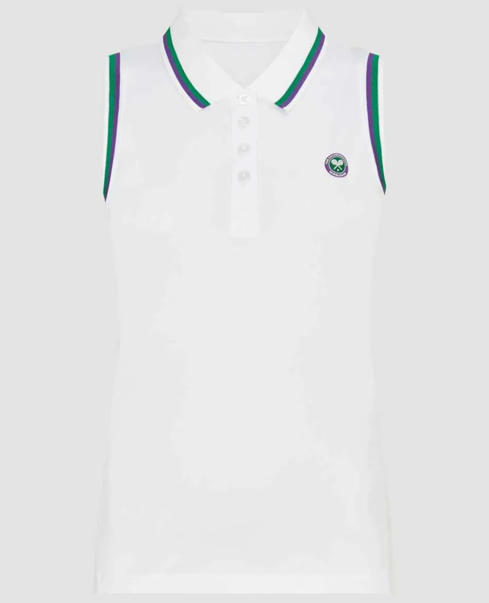 Wimbledon Sport*Womens Core Performance Sleeveless Polo - White