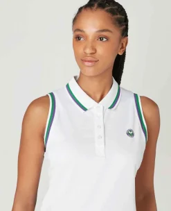 Wimbledon Sport*Womens Core Performance Sleeveless Polo - White