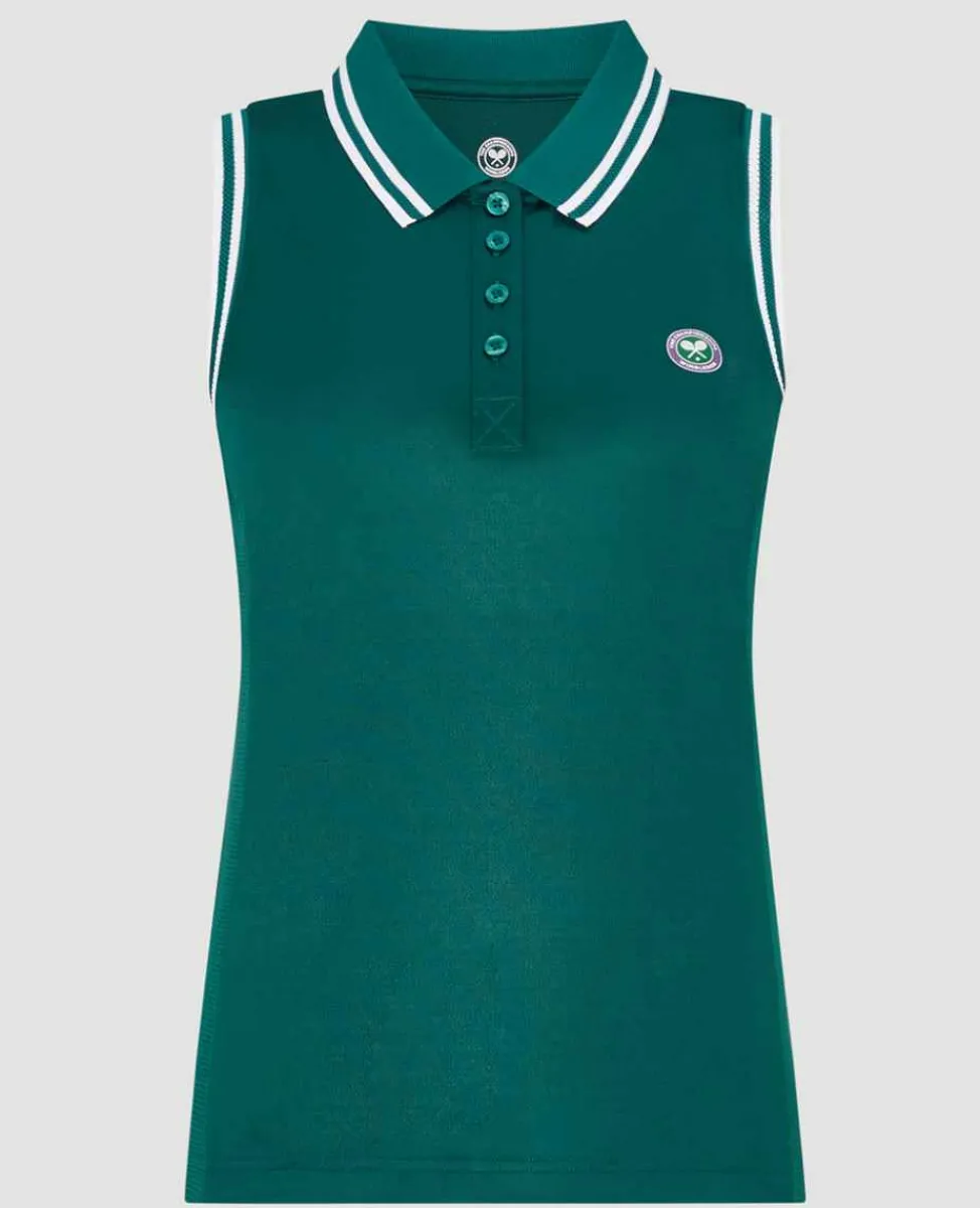 Wimbledon Sport*Womens Core Performance Sleeveless Polo - Green